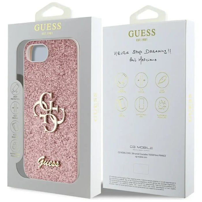 Guess Fixed Glitter Big 4G iPhone 16e Case - Pink - Cell phone cases and covers<<<HurtelXML