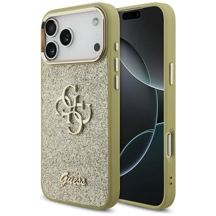 Guess Fixed Glitter Big 4G Metal Frame case for iPhone 17 Pro Max - gold - Cell phone cases and covers<<<HurtelXML