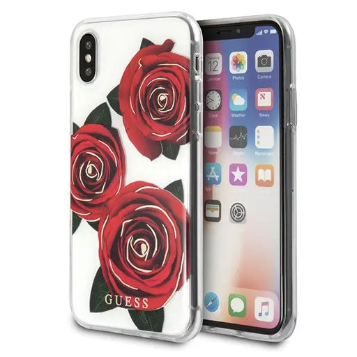 Guess Flower Desire Red Rose iPhone X Case - Transparent - Cell phone cases and covers<<<HurtelXML