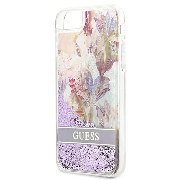 Guess Flower Liquid Glitter case for iPhone SE 2022 / SE 2020 / 7 / 8 - purple - Cell phone cases and covers<<<HurtelXML