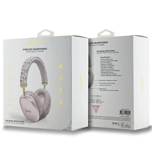 Guess GCube Metallic Script Logo Headphones - Pink - Headphones and speakers<<<HurtelXML