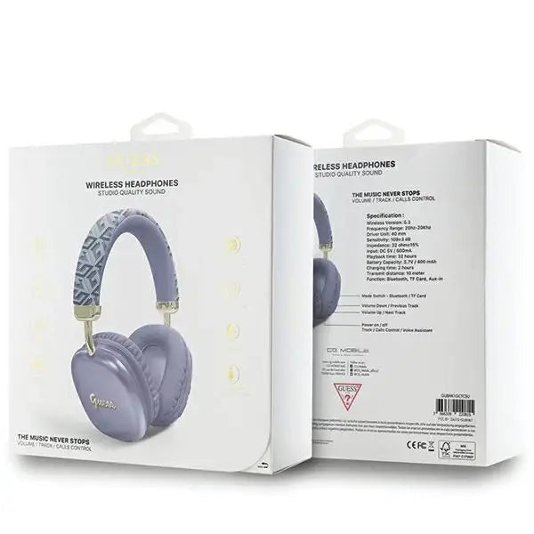 Guess GCube Metallic Script Logo Headphones - Purple - Headphones and speakers<<<HurtelXML
