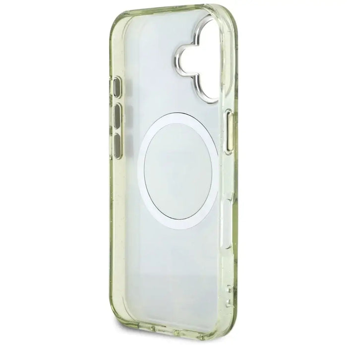 Guess Glitter Flowers Triangle Buttons MagSafe case for iPhone 16 green - Cell phone cases and covers<<<HurtelXML