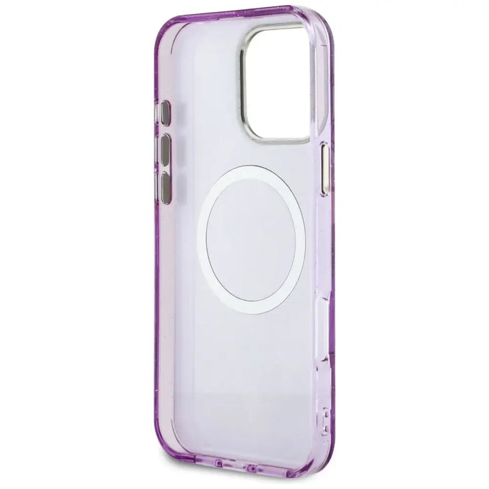 Guess Glitter Flowers Triangle Buttons MagSafe Case for iPhone 16 Pro Purple - Cell phone cases and covers<<<HurtelXML