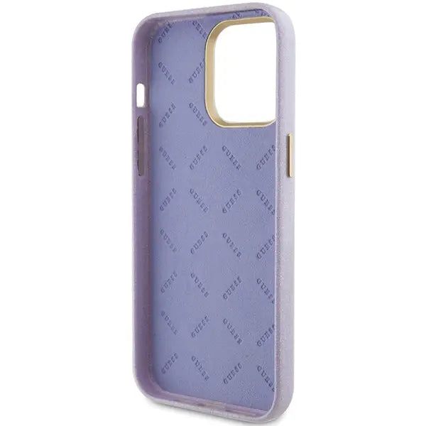 Guess Glitter Glossy Script case for iPhone 15 Pro Max - lilac - Cell phone cases and covers<<<HurtelXML