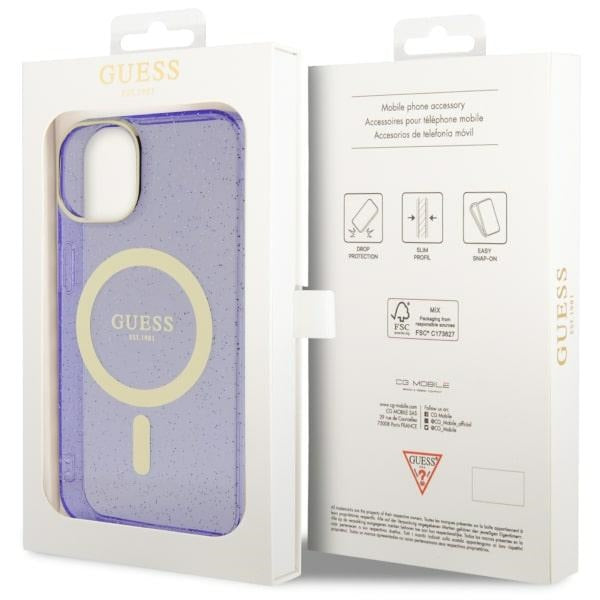 Guess Glitter Gold MagSafe case for iPhone 14 - purple - Cell phone cases and covers<<<HurtelXML