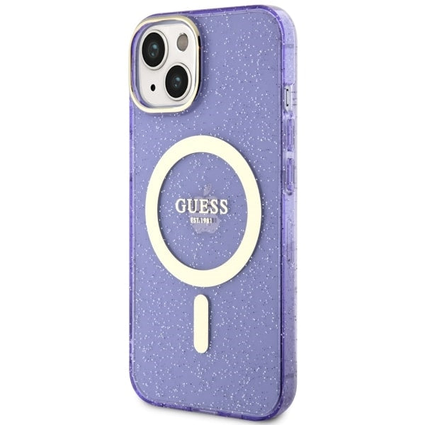 Guess Glitter Gold MagSafe case for iPhone 14 - purple - Cell phone cases and covers<<<HurtelXML