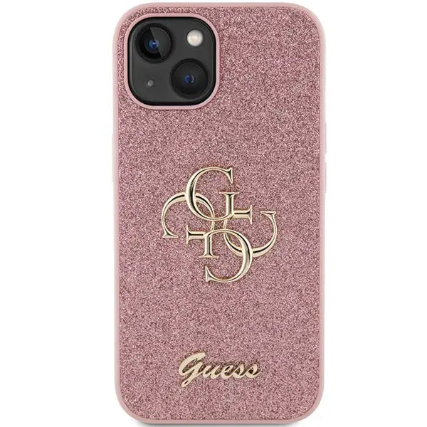 Guess Glitter Script Big 4G case for iPhone 15 - pink - Cell phone cases and covers<<<HurtelXML