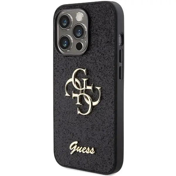 Guess Glitter Script Big 4G case for iPhone 15 Pro - black - Cell phone cases and covers<<<HurtelXML