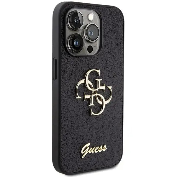 Guess Glitter Script Big 4G case for iPhone 15 Pro - black - Cell phone cases and covers<<<HurtelXML