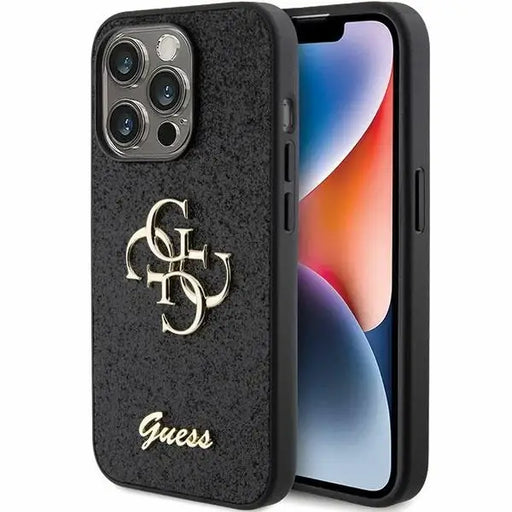 Guess Glitter Script Big 4G case for iPhone 15 Pro - black - Cell phone cases and covers<<<HurtelXML