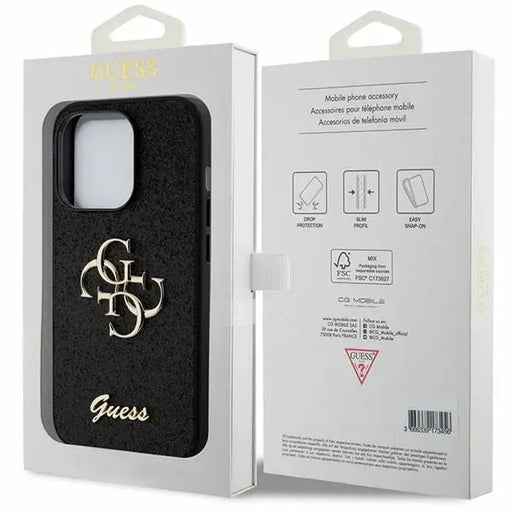 Guess Glitter Script Big 4G case for iPhone 15 Pro Max - black - Cell phone cases and covers<<<HurtelXML