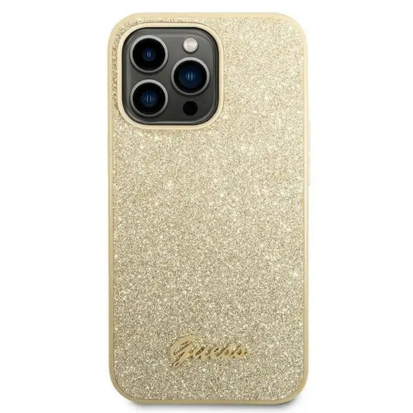 Guess Glitter Script Case for iPhone 14 Pro - Gold - Cell phone cases and covers<<<HurtelXML