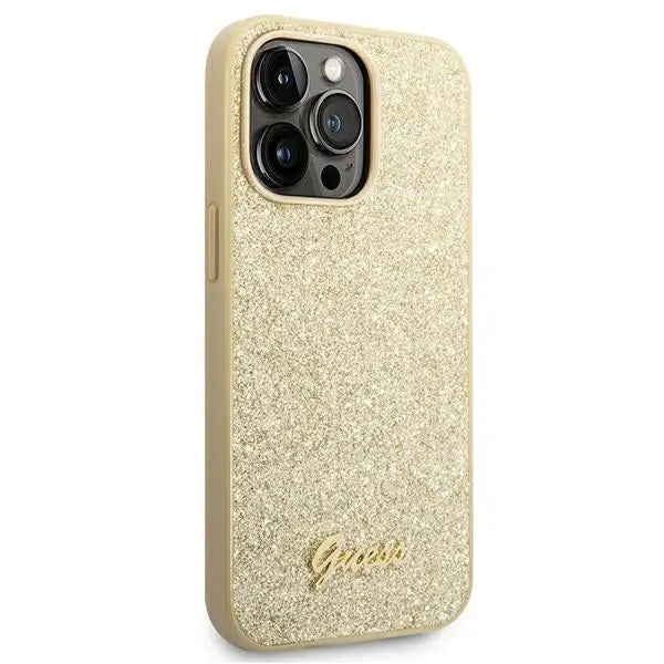 Guess Glitter Script Case for iPhone 14 Pro - Gold - Cell phone cases and covers<<<HurtelXML