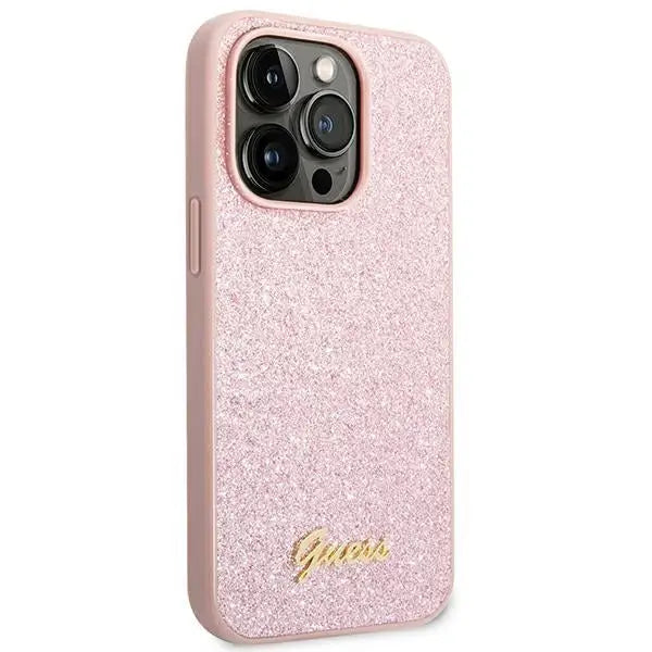 Guess Glitter Script Case for iPhone 14 Pro Max - Pink - Cell phone cases and covers<<<HurtelXML