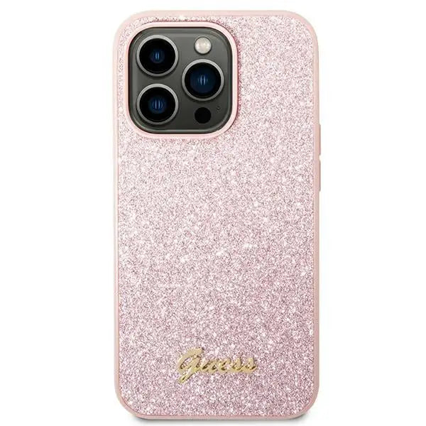 Guess Glitter Script Case for iPhone 14 Pro Max - Pink - Cell phone cases and covers<<<HurtelXML