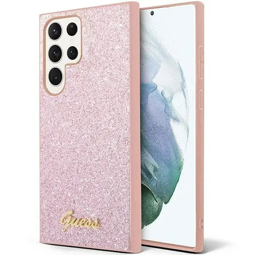 Guess Glitter Script case for Samsung Galaxy S24 Ultra - pink - Cell phone cases and covers<<<HurtelXML