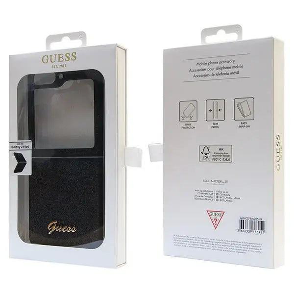 Guess Glitter Script case for Samsung Galaxy Z Flip 5 - black - Cell phone cases and covers<<<HurtelXML