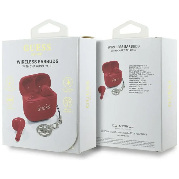 Guess Glossy Effect Printed Classic Logo & Charm TWS headphones - red - Headphones and speakers<<<HurtelXML