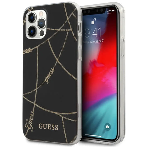 Guess Gold Chain Collection iPhone 12 Pro Max 6.7’’ Case - Black - Cell phone cases and covers<<<HurtelXML