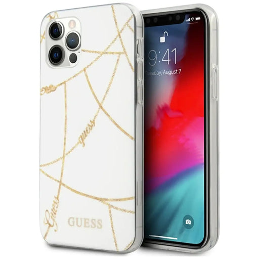 Guess Gold Chain Collection iPhone 12 Pro Max 6.7’’ Case - White - Cell phone cases and covers<<<HurtelXML