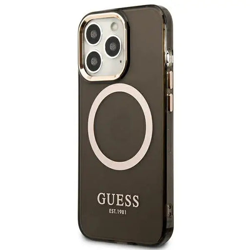 Guess Gold Outline Translucent MagSafe Case for iPhone 13 Pro / iPhone 13 - Black - Cell phone cases