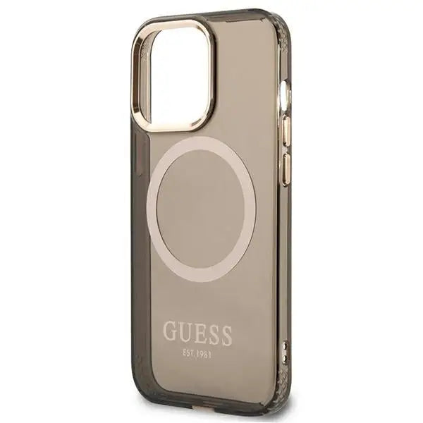 Guess Gold Outline Translucent MagSafe Case for iPhone 13 Pro / iPhone 13 - Black - Cell phone cases