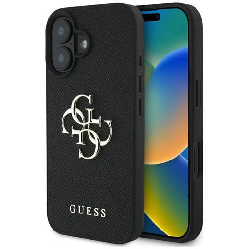 Guess Grained Big 4G Logo Small Classic Logo case for iPhone 16 - black - Cell phone cases and covers<<<HurtelXML