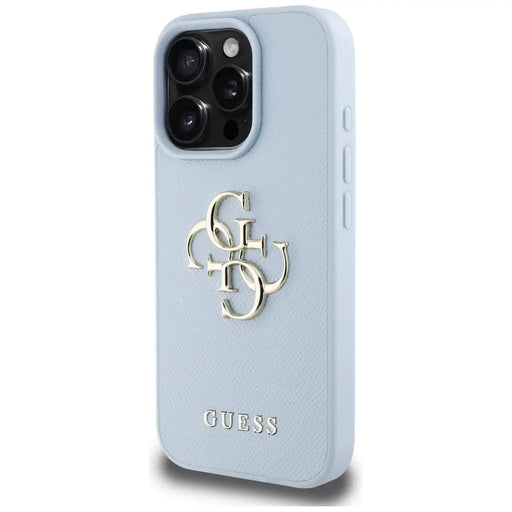 Guess Grained Big 4G Logo Small Classic Logo case for iPhone 16 Pro Max - blue - Cell phone cases and covers<<<HurtelXML