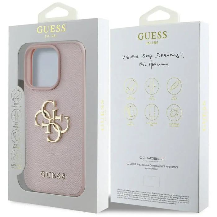Guess Grained Big 4G Logo Small Classic Logo Case for iPhone 16 Pro Max - Pink - Cell phone cases and covers<<<HurtelXML