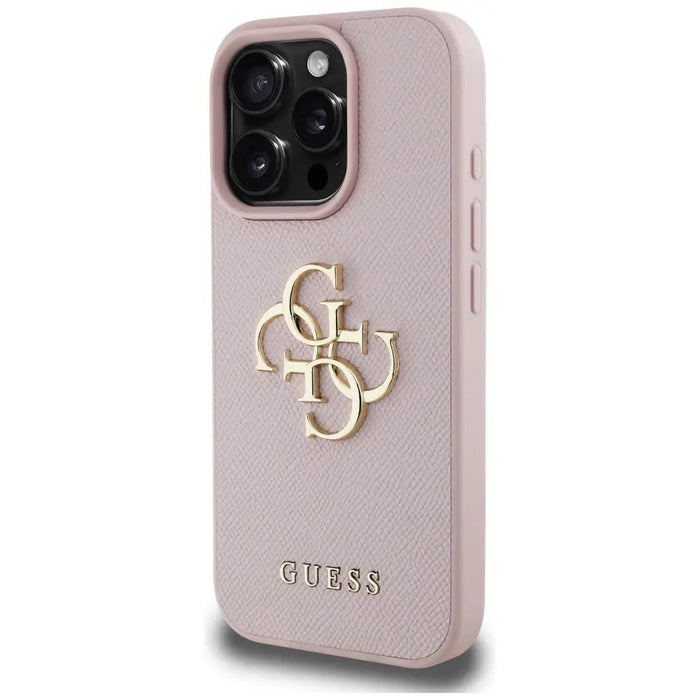 Guess Grained Big 4G Logo Small Classic Logo Case for iPhone 16 Pro - Pink - Cell phone cases and covers<<<HurtelXML