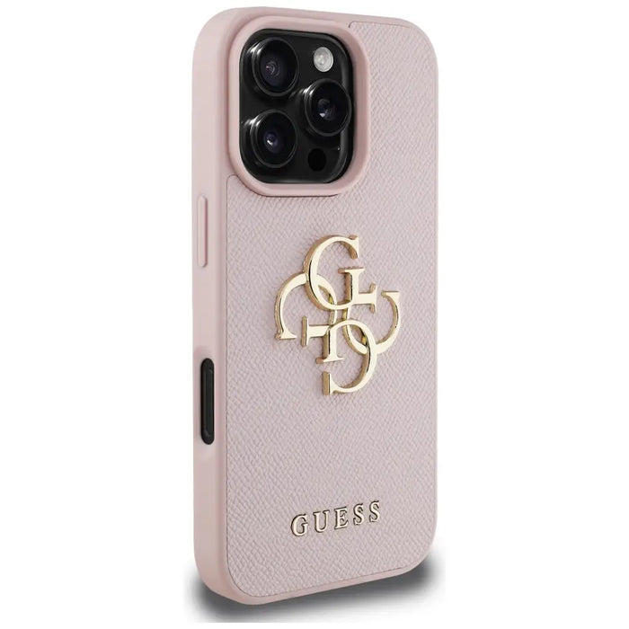 Guess Grained Big 4G Logo Small Classic Logo Case for iPhone 16 Pro - Pink - Cell phone cases and covers<<<HurtelXML