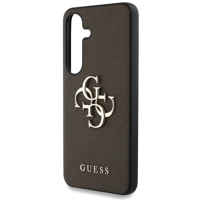Guess Grained Big 4G Logo Small Classic Logo case for Samsung Galaxy S25 Plus brown - Cell phone cases