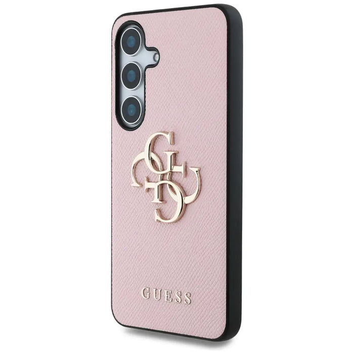 Guess Grained Big 4G Logo Small Classic Logo case for Samsung Galaxy S25 Plus pink - Cell phone cases