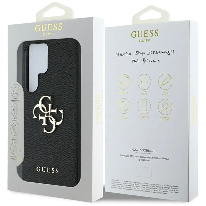 Guess Grained Big 4G Logo Small Classic Logo case for Samsung Galaxy S25 Ultra black - Cell phone cases
