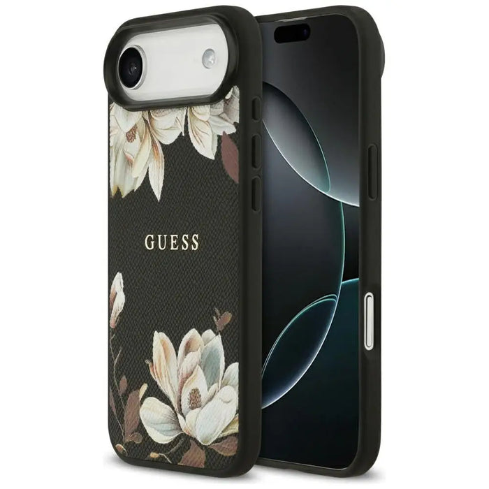 Guess Grained Flowers Classic Logo MagSafe case for iPhone Air - black - Cell phone cases and covers<<<HurtelXML
