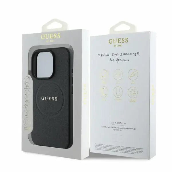 Guess Grained Gold Ring MagSafe case for iPhone 16 Pro - black - Cell phone cases and covers<<<HurtelXML