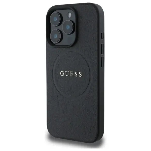 Guess Grained Gold Ring MagSafe case for iPhone 16 Pro Max - black - Cell phone cases and covers<<<HurtelXML