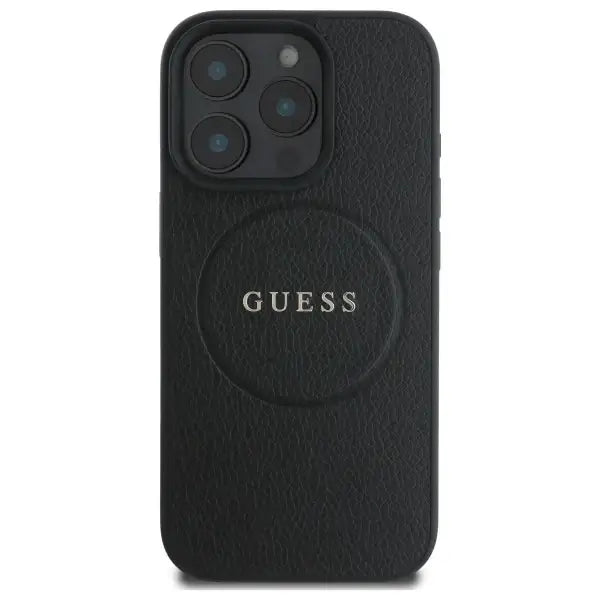 Guess Grained Gold Ring MagSafe case for iPhone 16 Pro Max - black - Cell phone cases and covers<<<HurtelXML