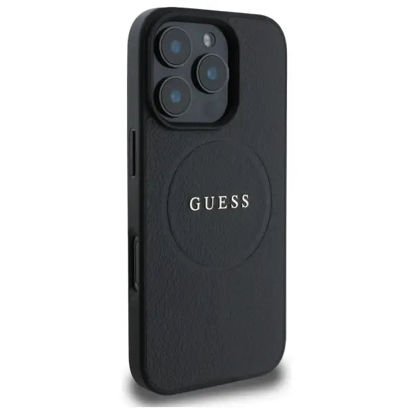 Guess Grained Gold Ring MagSafe case for iPhone 16 Pro Max - black - Cell phone cases and covers<<<HurtelXML