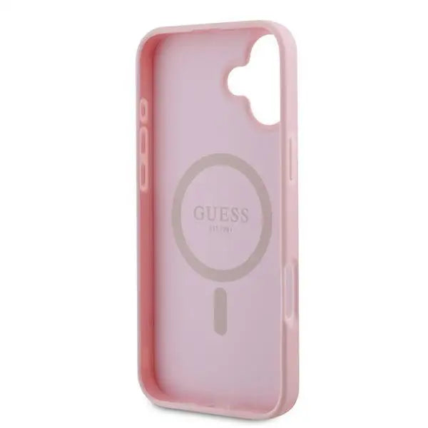 Guess Grained Gold Ring MagSafe iPhone 16 Plus Case - Pink - Cell phone cases and covers<<<HurtelXML