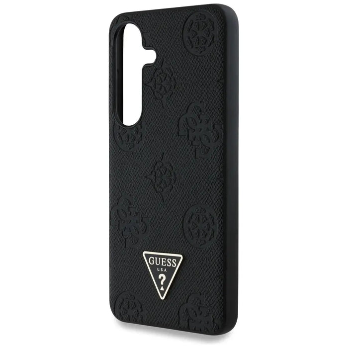 Guess Grained Hot Stamp Peony Pattern Triangle Logo MagSafe Case for Samsung Galaxy S25 Black - Cell phone cases