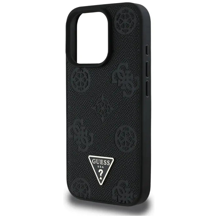 Guess Grained Hot Stamp Peony Triangle Logo MagSafe Case for iPhone 16 Pro - Black - Cell phone cases