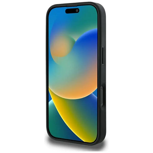 Guess Grained Hot Stamp Peony Triangle Logo MagSafe Case for iPhone 16 Pro Max - Black - Cell phone cases