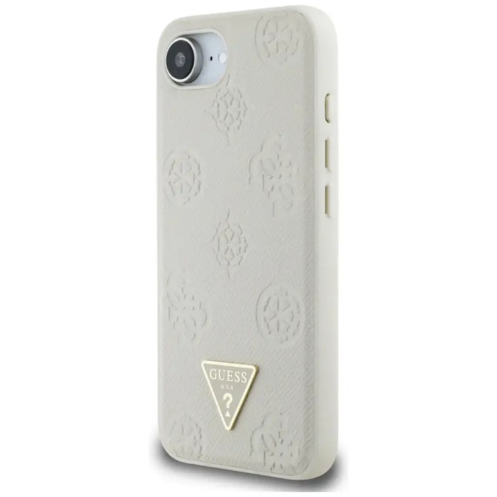 Guess Grained Hot Stamp Peony Triangle Logo MagSafe case for iPhone 16e - beige - Cell phone cases