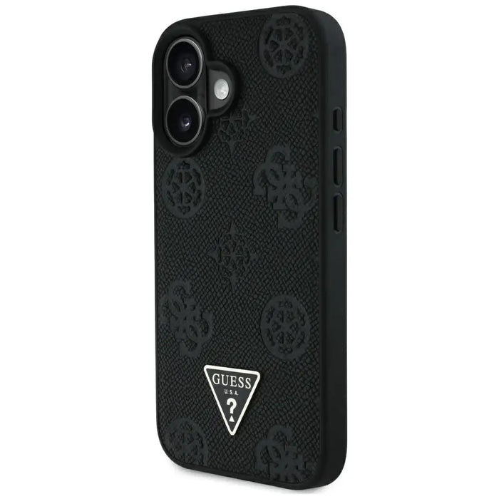 Guess Grained Hot Stamp Peony Triangle Logo MagSafe Case for iPhone 16 - Black - Cell phone cases and covers<<<HurtelXML