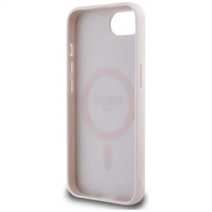 Guess Grained Hot Stamp Peony Triangle Logo MagSafe case for iPhone 16e - beige - Cell phone cases