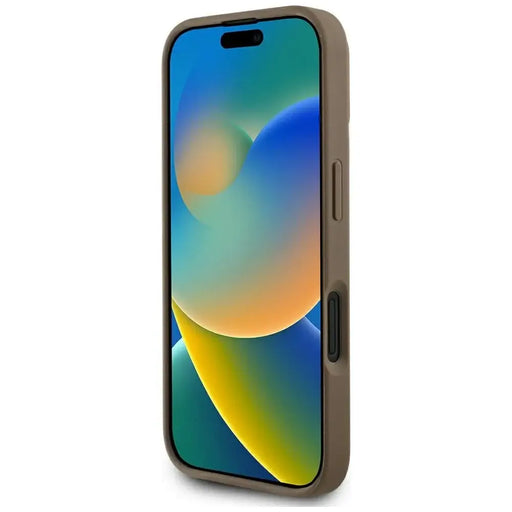 Guess Grained Hot Stamp Peony Triangle Logo MagSafe iPhone 16 Case - Brown - Cell phone cases and covers<<<HurtelXML