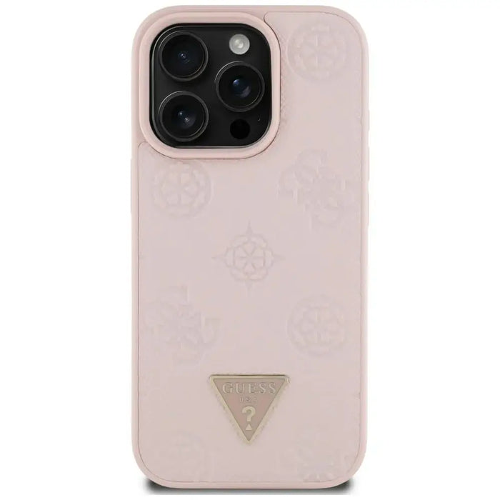 Guess Grained Hot Stamp Peony Triangle Logo MagSafe iPhone 16 Pro Max Case - Pink - Cell phone cases
