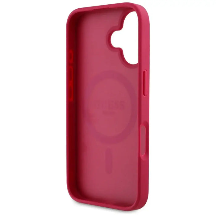 Guess Grained Printed Flower Pattern MagSafe case for iPhone 16 fuchsia - Cell phone cases and covers<<<HurtelXML